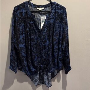 Cooper & Ella Blue and Black Abstract Blouse